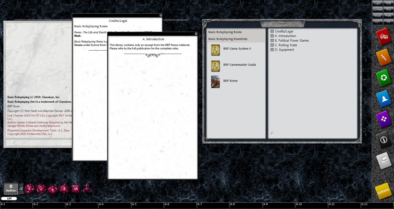 Fantasy Grounds - Rome (BRP) screenshot 2