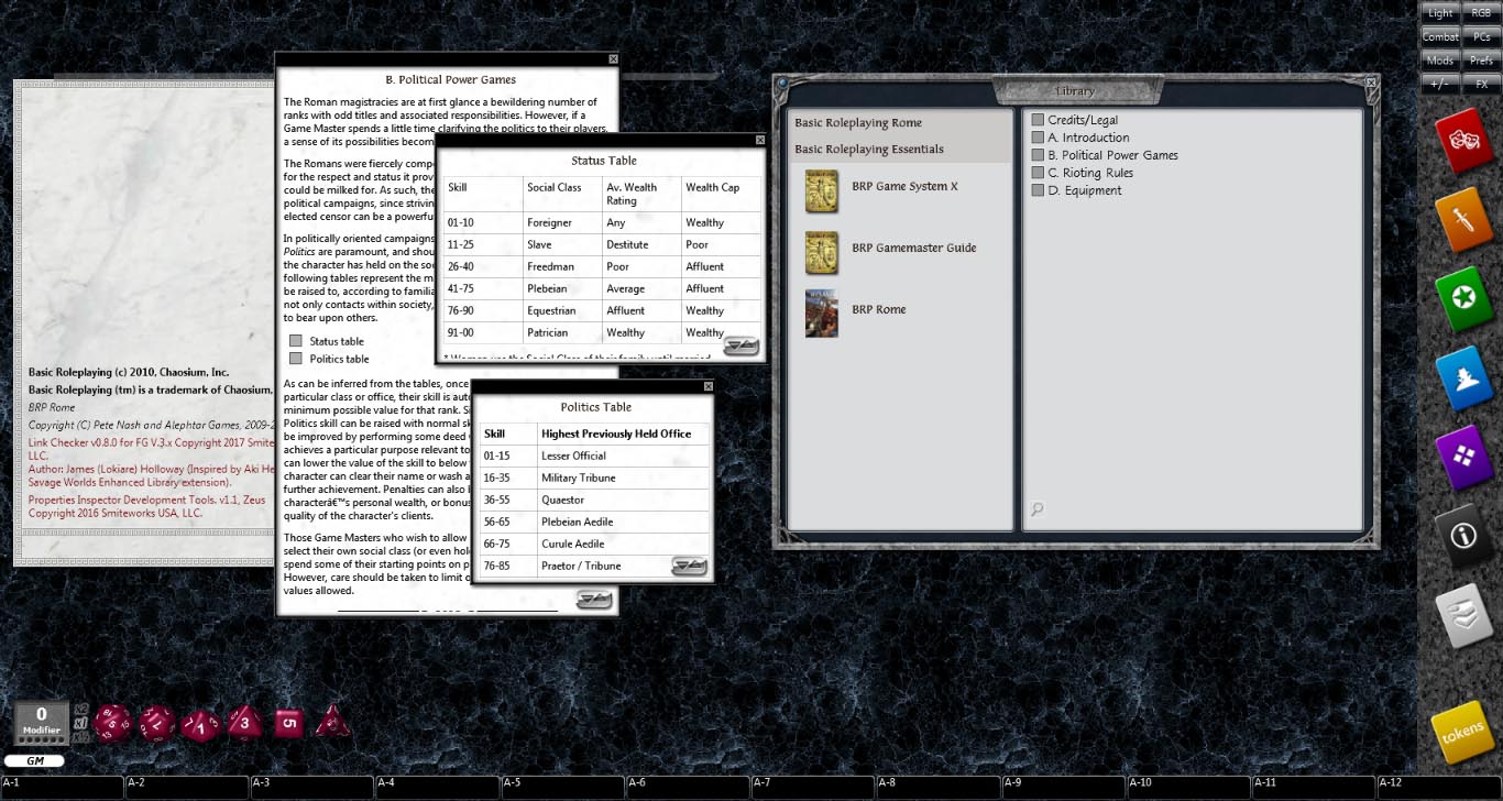 Fantasy Grounds - Rome (BRP) screenshot 1