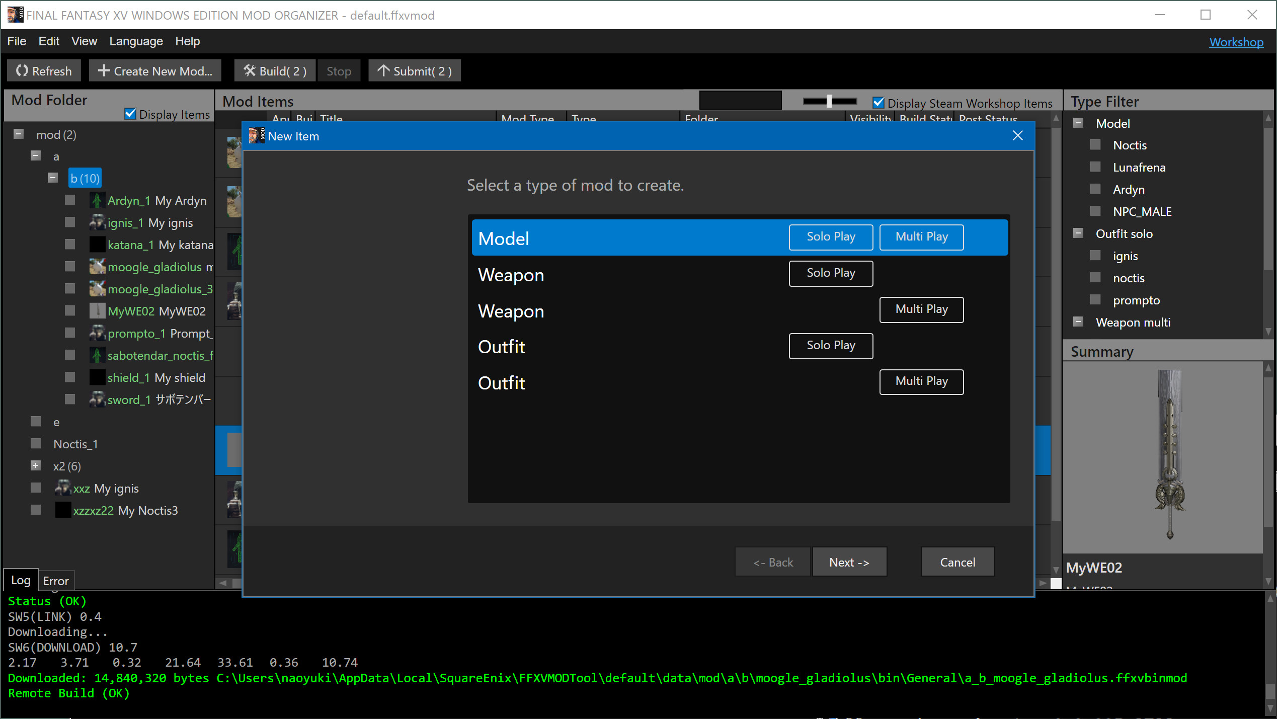 FINAL FANTASY XV WINDOWS EDITION MOD ORGANIZER screenshot 2
