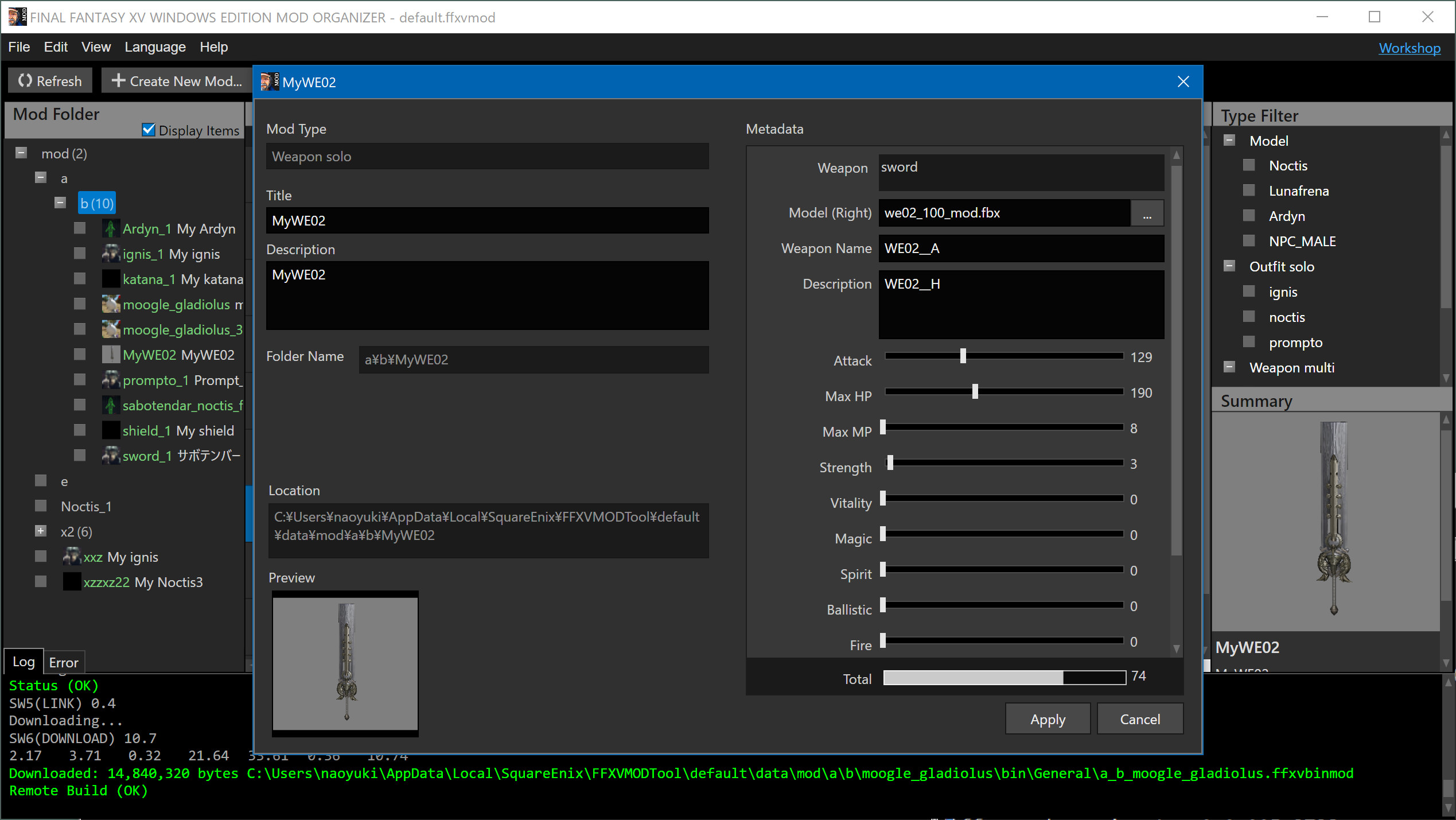 FINAL FANTASY XV WINDOWS EDITION MOD ORGANIZER screenshot 3