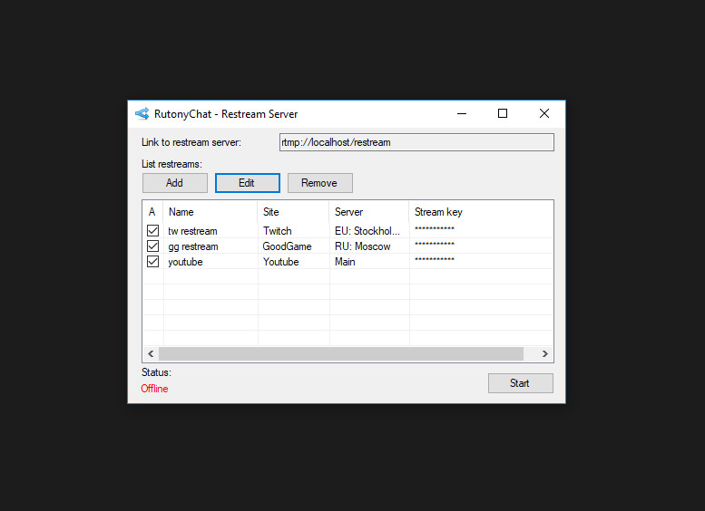RutonyChat - Restream Server screenshot 2