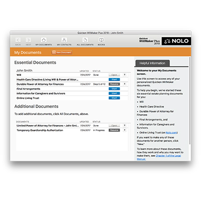 Quicken WillMaker Plus 2018 screenshot 1