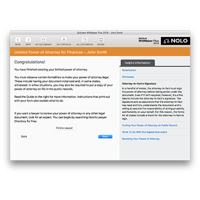 Quicken WillMaker Plus 2018 screenshot 3