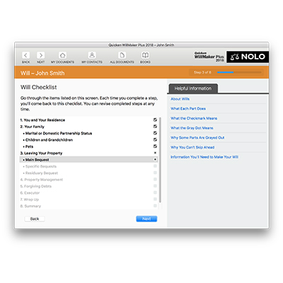 Quicken WillMaker Plus 2018 screenshot 5