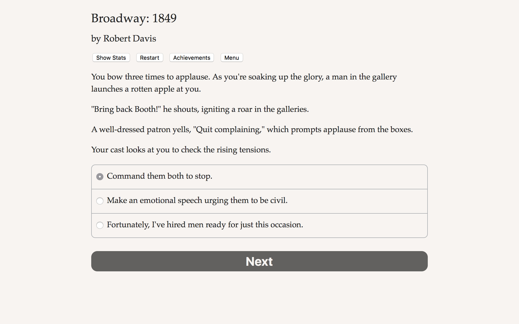 Broadway: 1849 screenshot 1
