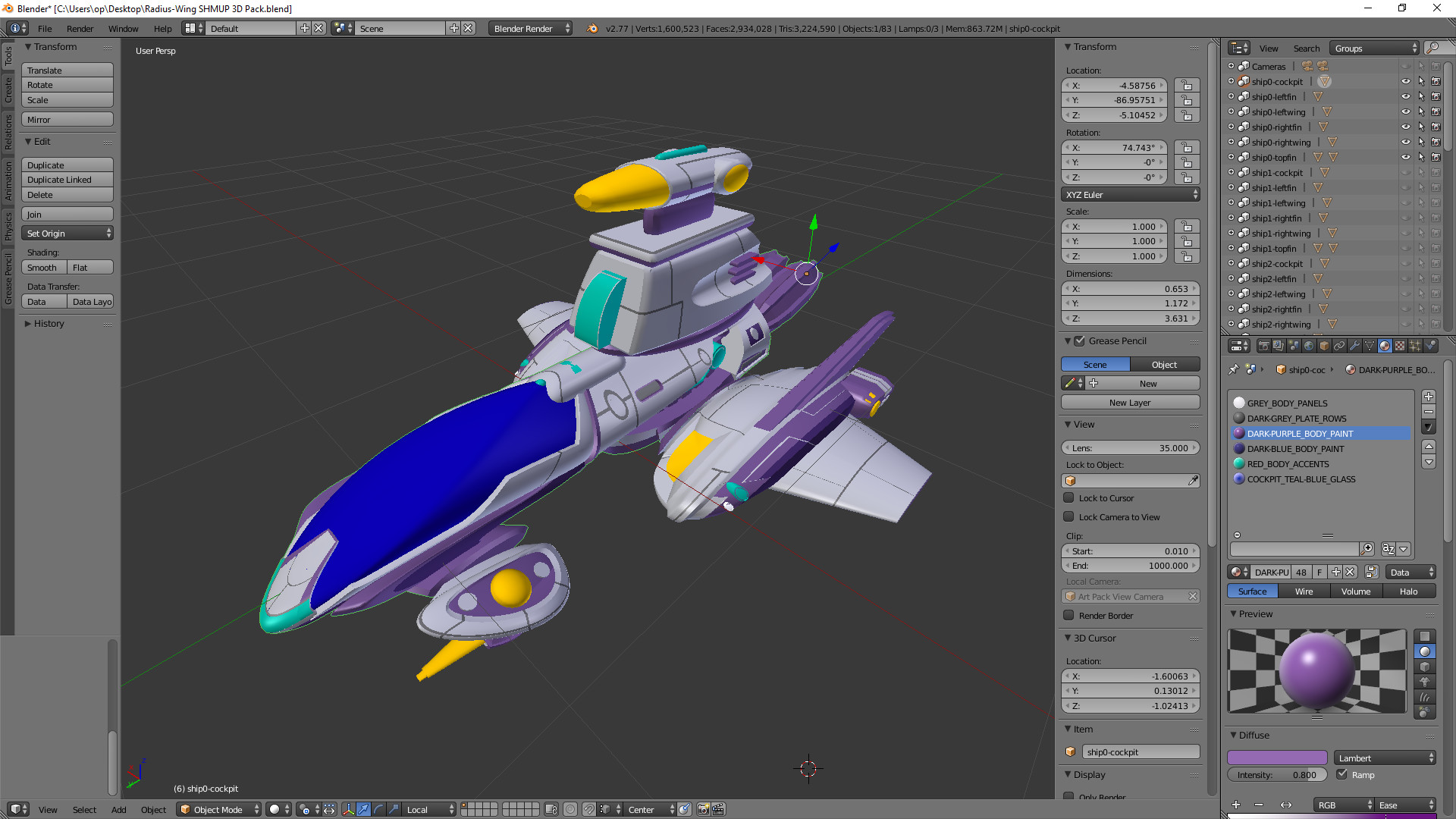 Radius-Wing SHMUP 3d Models Pack screenshot 6