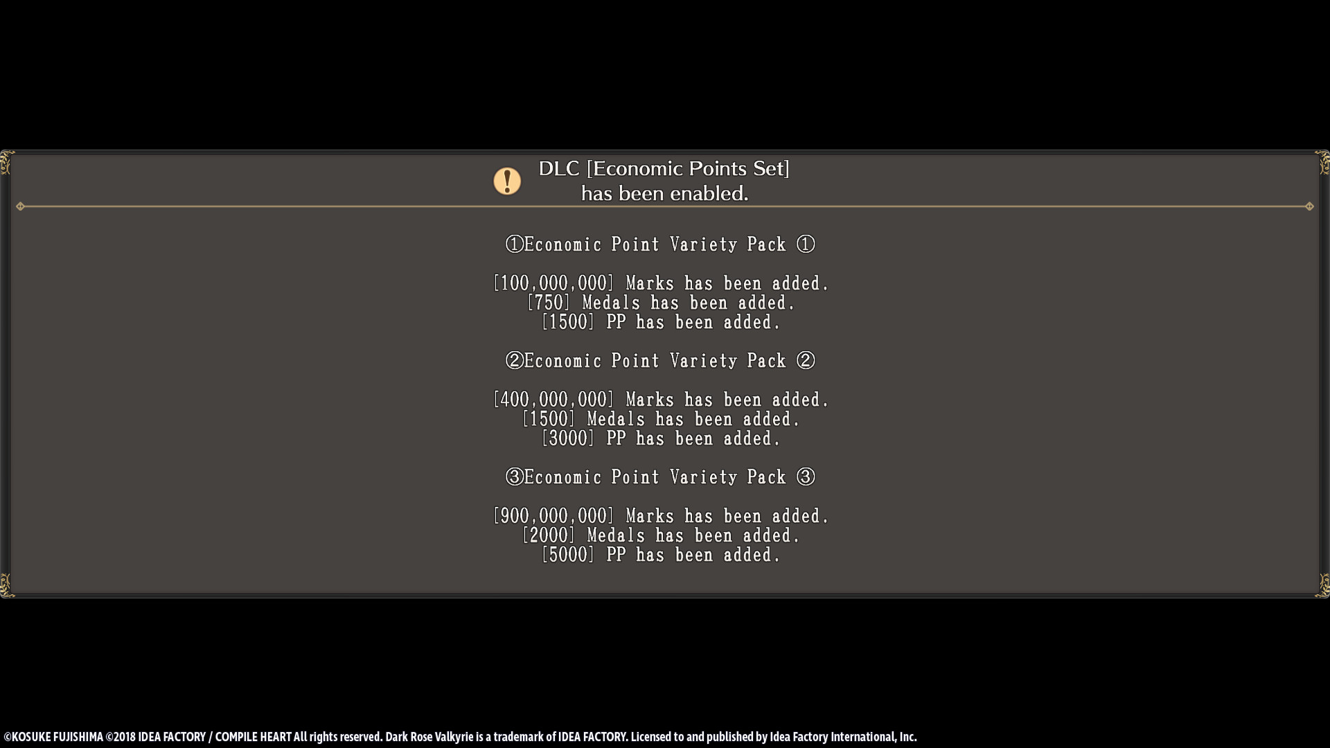 Dark Rose Valkyrie: Economic Points Set screenshot 1