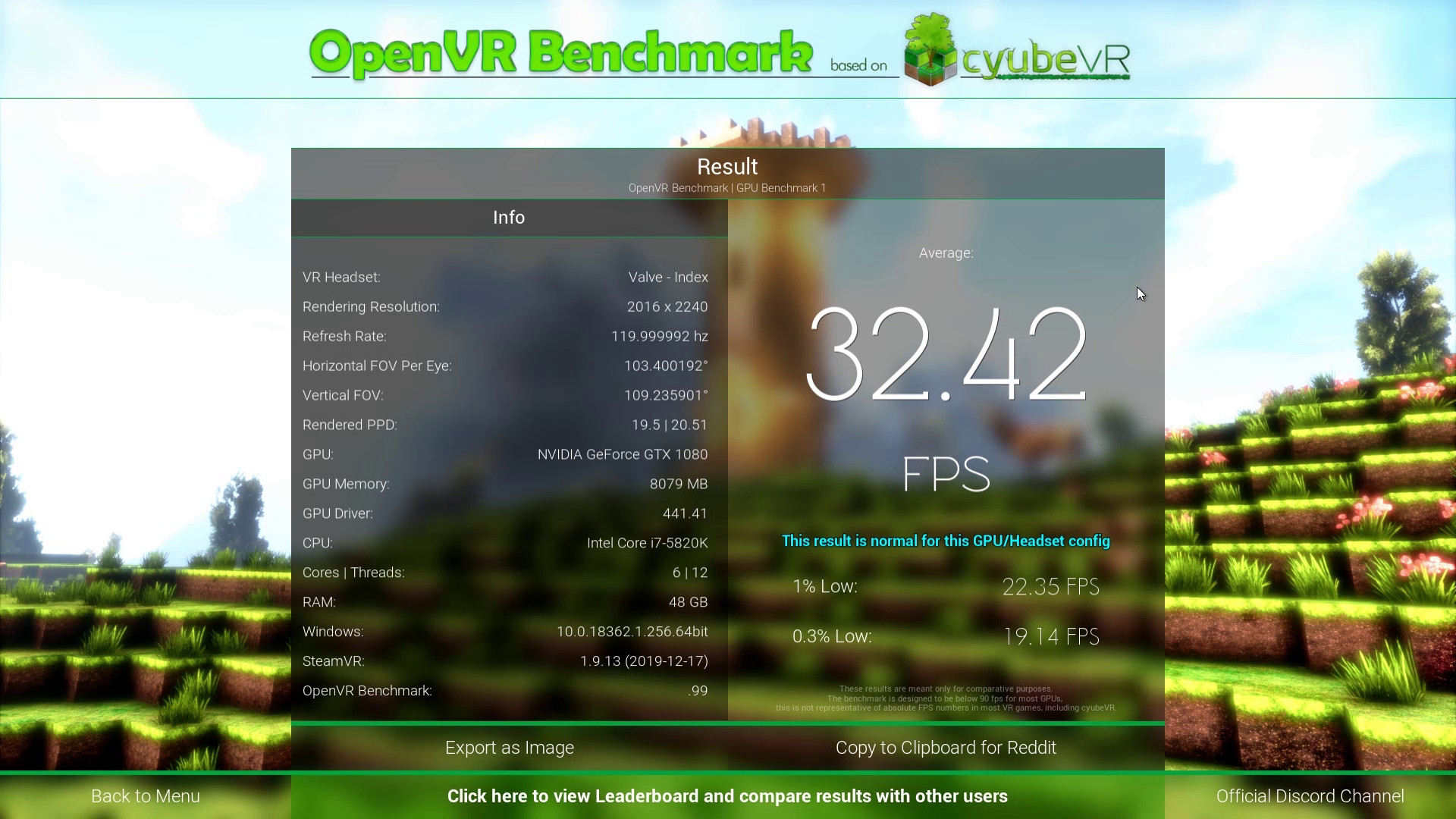OpenVR Benchmark screenshot 2