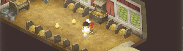 Doraemon Story of Seasons Nobita và cô gái chăm sóc gà con trong chuồng trại