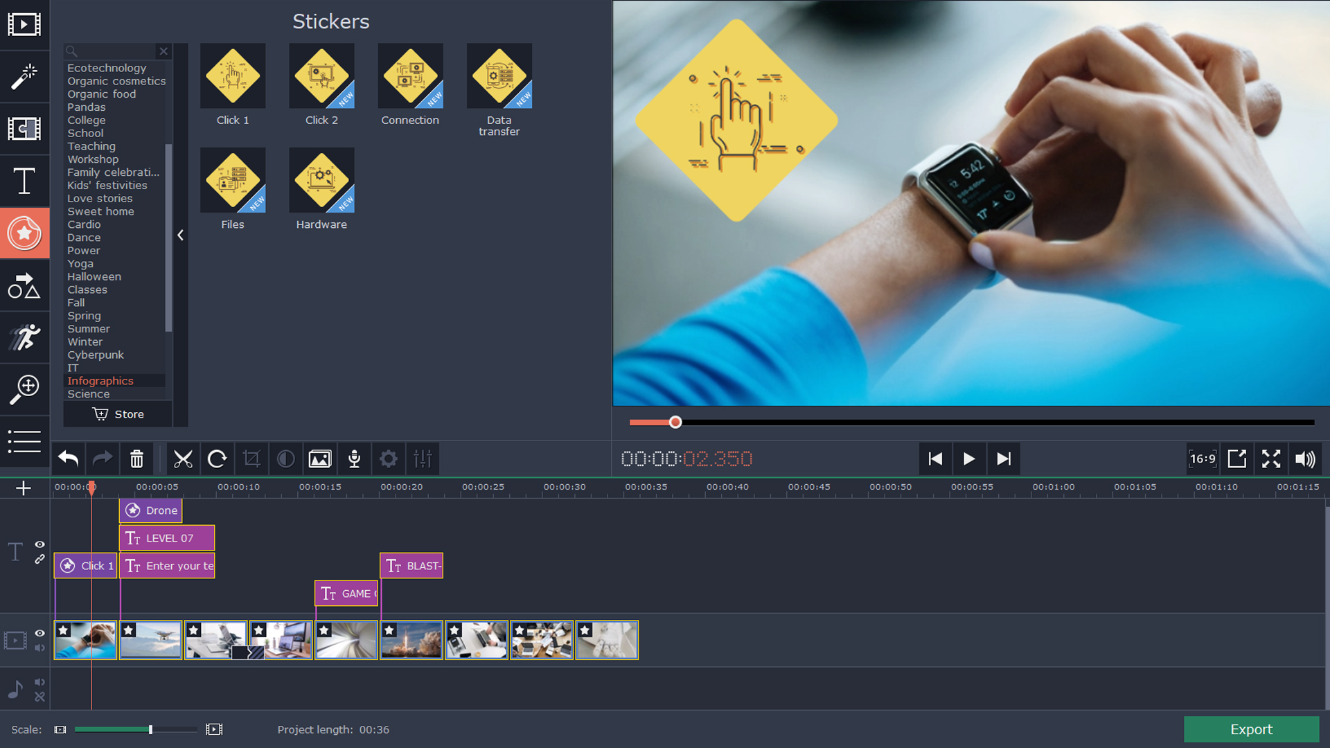 Movavi Video Editor 15 Plus - Technology Set screenshot 4