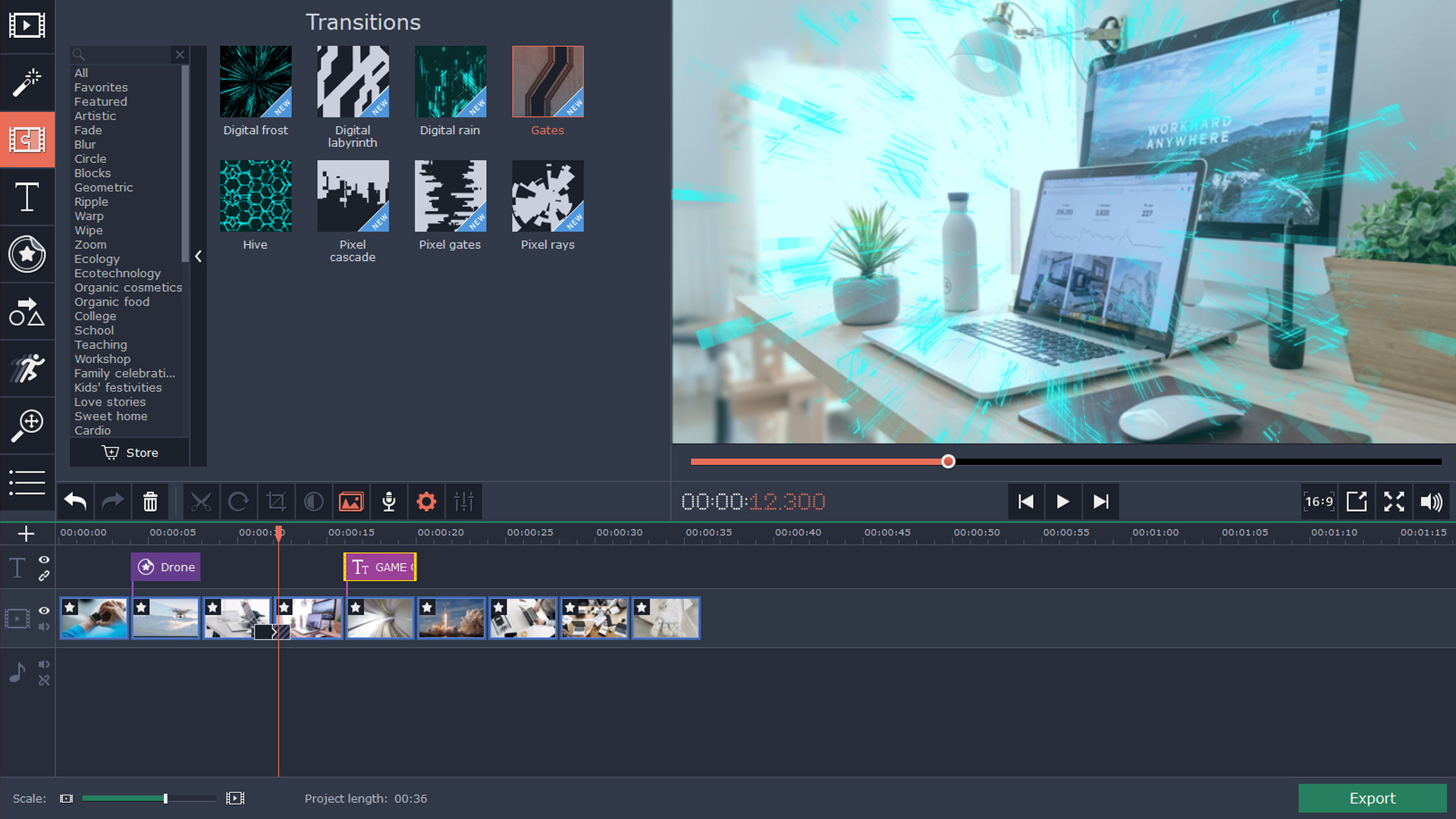 Movavi Video Editor 15 Plus - Technology Set screenshot 1