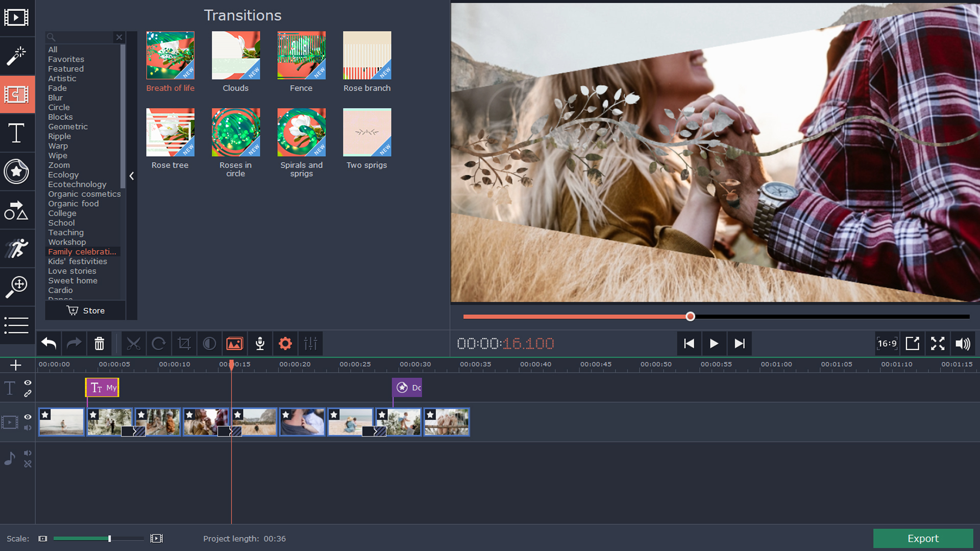 Movavi Video Editor 15 Plus - Family Set screenshot 1