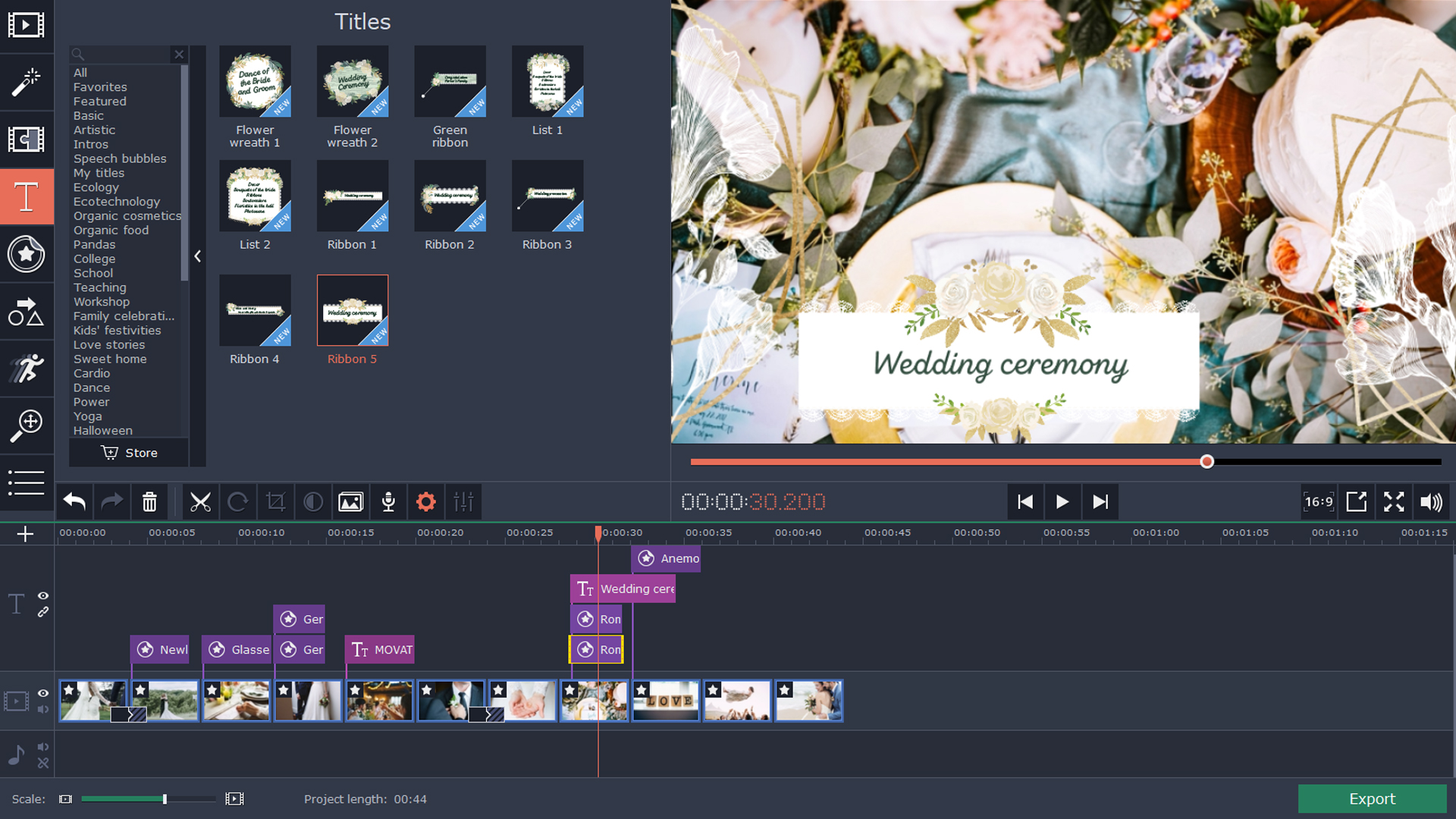 Movavi Video Editor 15 Plus - Wedding Set screenshot 4