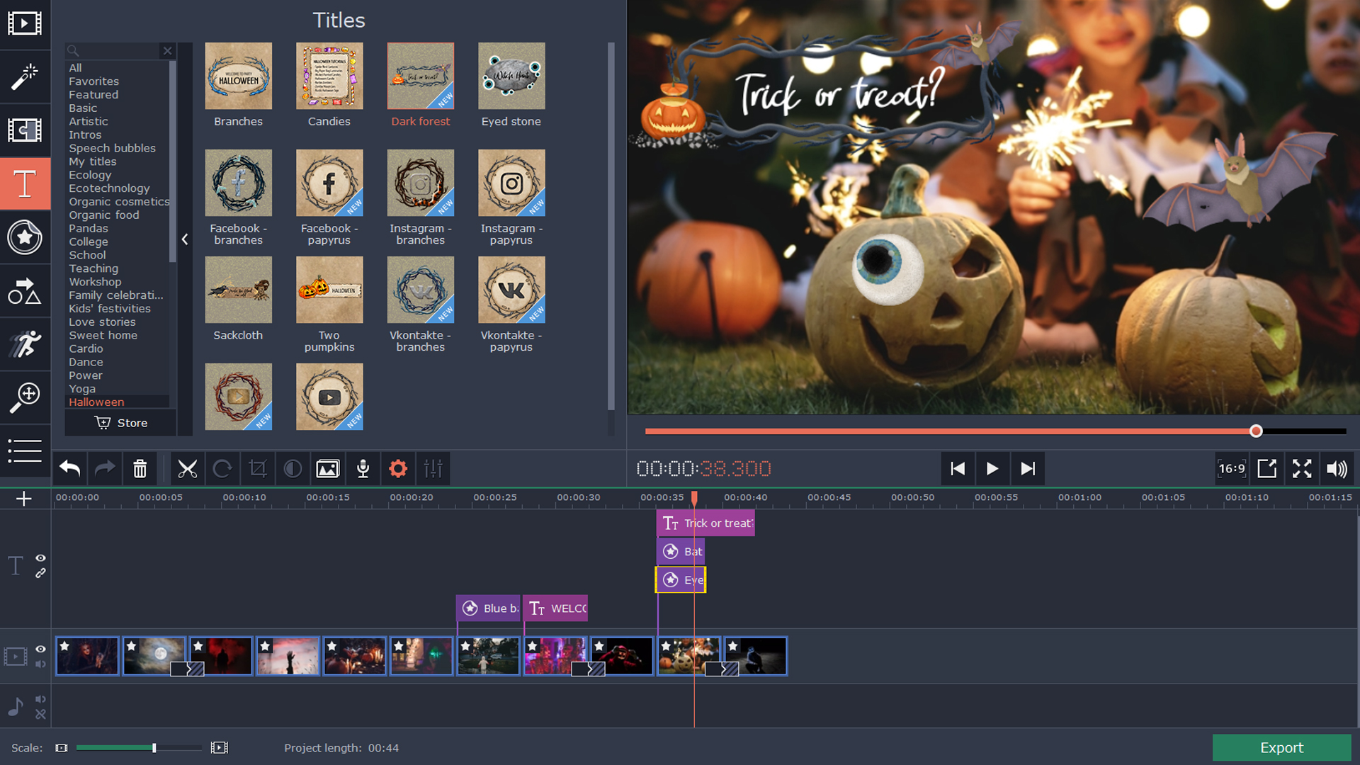 Movavi Video Editor 15 Plus - Halloween Pack screenshot 3