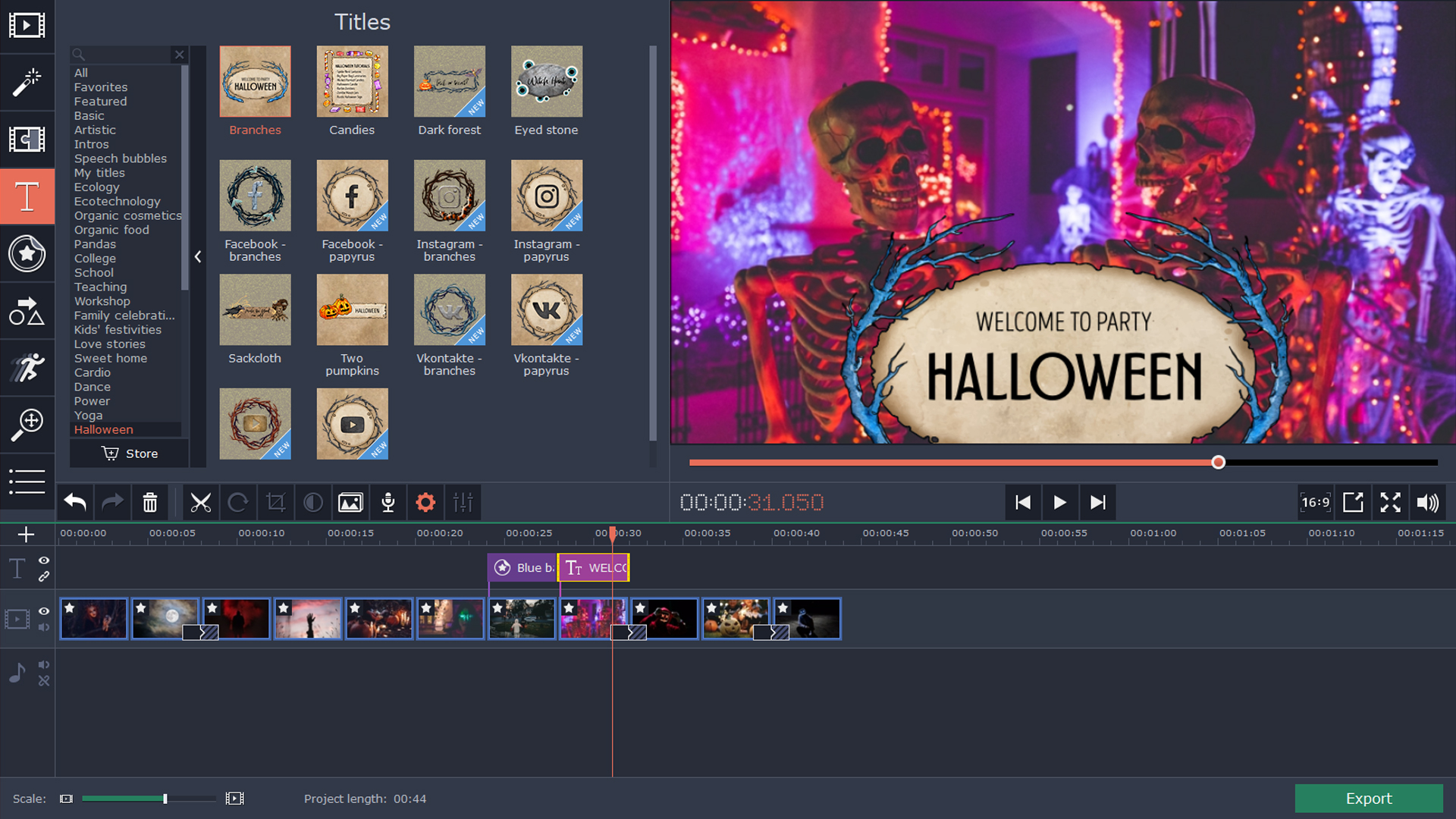 Movavi Video Editor 15 Plus - Halloween Pack screenshot 2