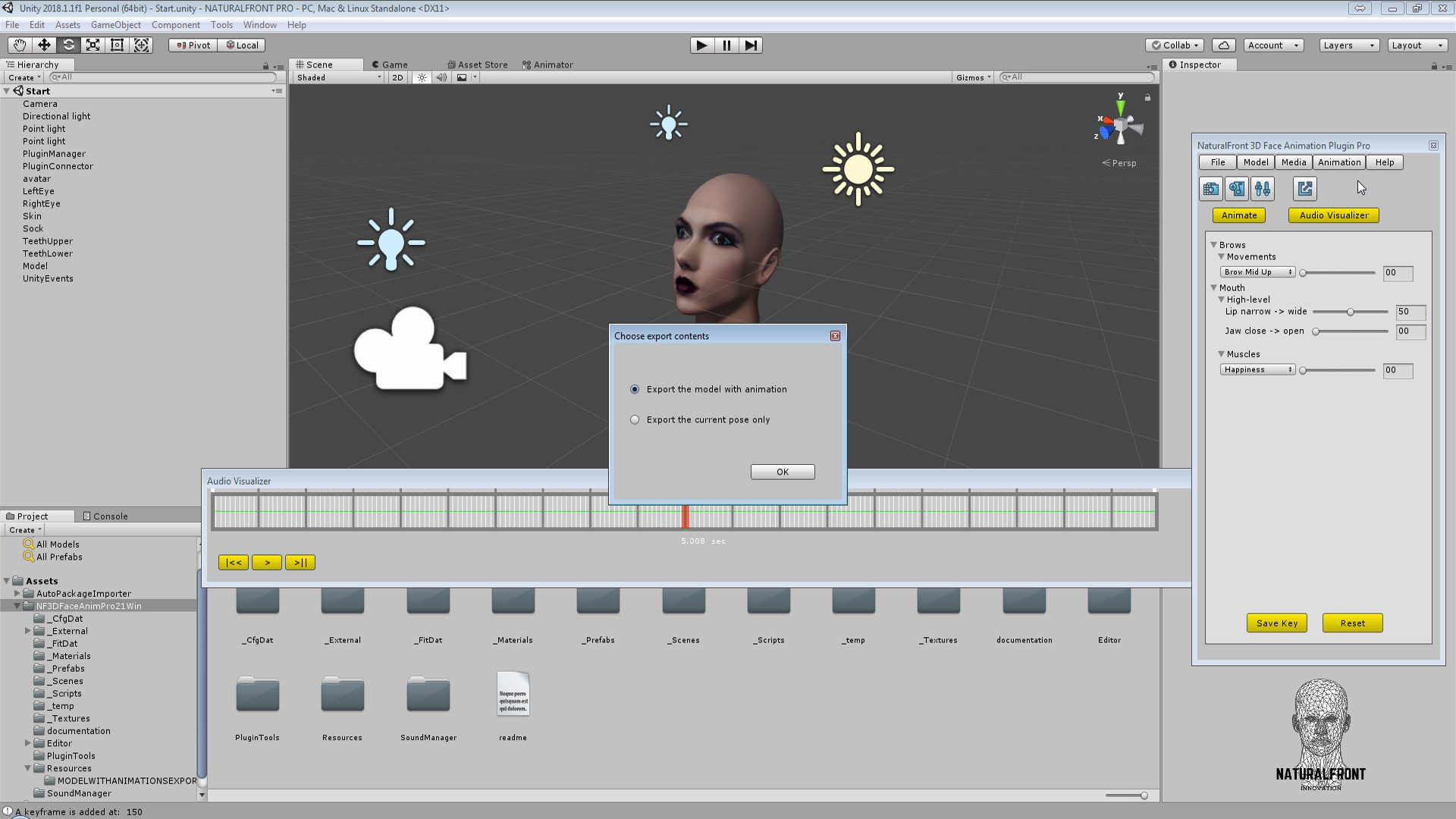 NaturalFront 3D Face Animation Unity Plugin Pro screenshot 6