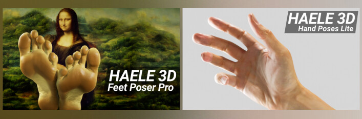 HAELE 3D - 脚部 Pro 和手部 Lite - 解剖绘图参考姿势