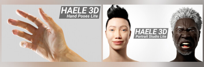 HAELE 3D - Hand Poses Lite + Portrait Studio Lite - Anatomy Drawing References