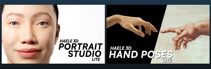 HAELE 3D - Hand Poses Lite + Portrait Studio Lite - Anatomy Drawing References