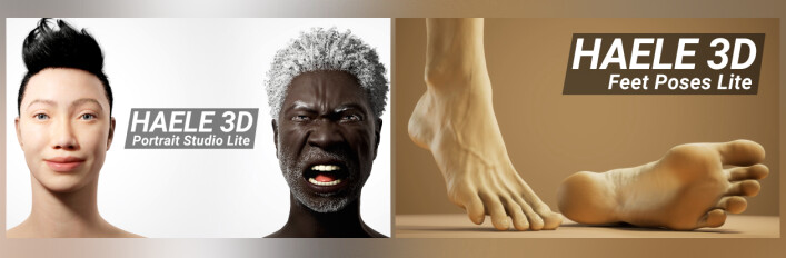 HAELE 3D - Foot and Face Lite Anatomy Drawing References