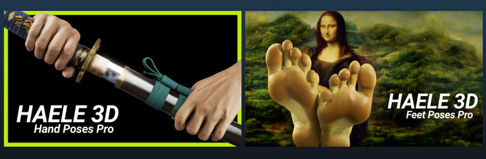 HAELE 3D - Hand Poses Pro + Feet Poses Pro - Pose Drawing References