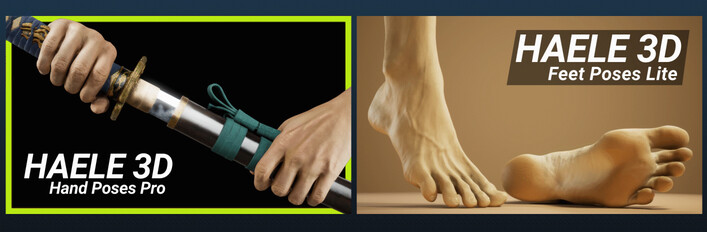 HAELE 3D - Hand Poses Pro + Feet Poses Lite  - Pose Drawing References