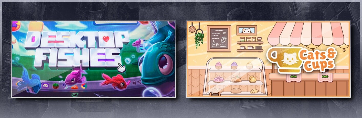 Desktop Fishes & Cats & Cups