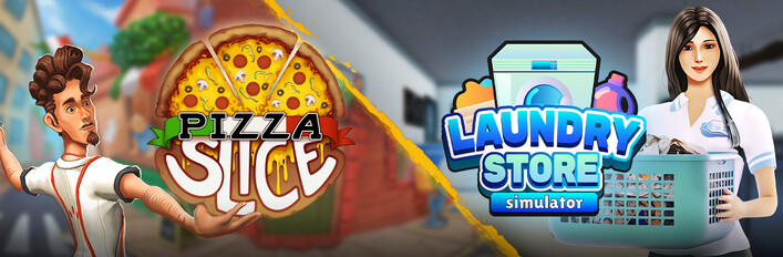 Pizza Slice x Laundry Store Simulator