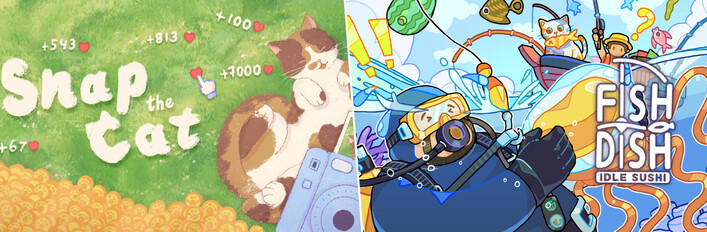 Snap the Cat + Fish to Dish: Idle Sushi
