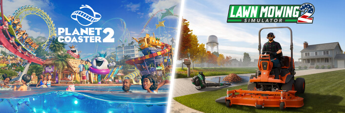 Planet Coaster 2 x Lawn Mowing Simulator 2